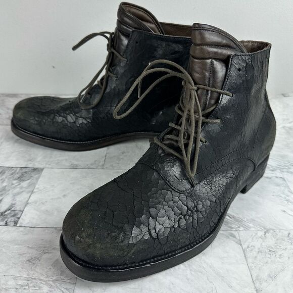 New Area Forte distressed crackle combat handcrafted boots sz 42 Italy - Picture 1 of 13